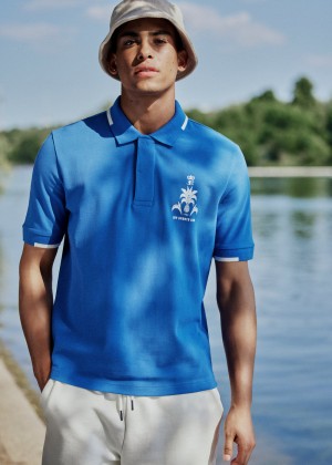 Ben Sherman B by Ben Sherman Sports Club Embroidered Polo Shirts Blue | 394YLAGWU