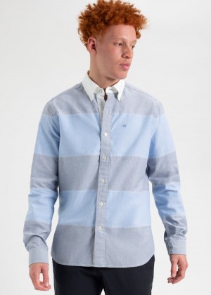 Ben Sherman Brighton Oxford Garment Dye Rugby Shirts Blue | 738KMZRJI