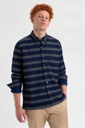 Ben Sherman Dalston Blues Long Sleeve Indigo Stripe Shirts Indigo | 367TMOJRV