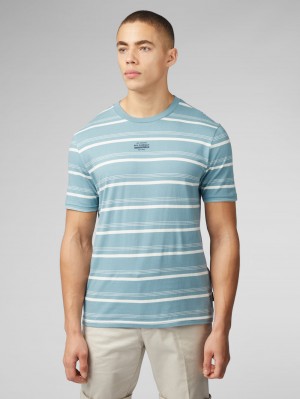 Ben Sherman Fine Stripe T-Shirt Blue | 895KXHYMV