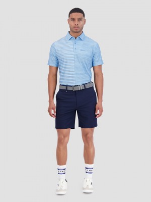 Ben Sherman Melange Stripes Color Block Tech Jersey Sports Fit Polo Shirts Azure | 421OMSDVU