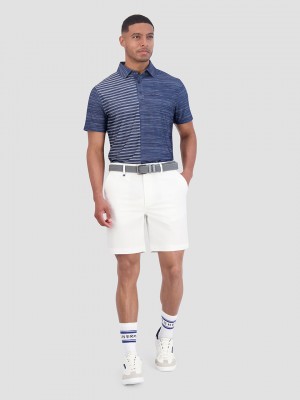 Ben Sherman Melange Stripes Color Block Tech Jersey Sports Fit Polo Shirts Navy | 510SOXCDM