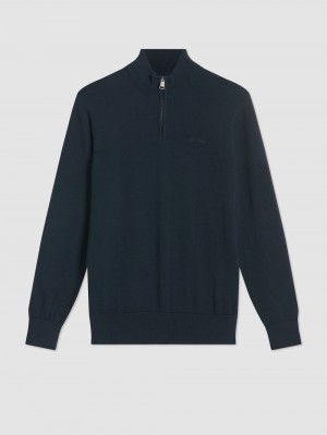 Ben Sherman Merino Half-Zip Knitwear Black | 417YHOUVR