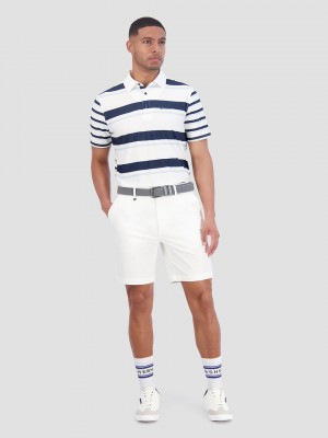 Ben Sherman Mixed Mod Stripes Tech Jersey Sports Fit Polo Shirts Blue | 796OACUQE