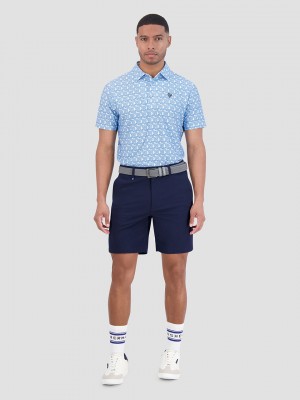 Ben Sherman Psychedelic Helmet Tech Jersey Sports Fit Polo Shirts Blue | 702LNVXGO