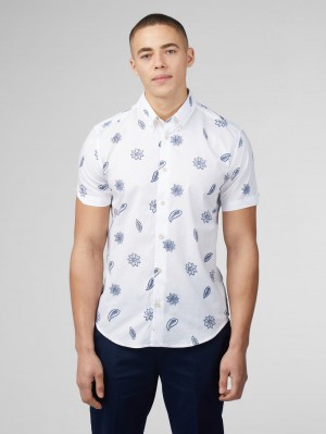 Ben Sherman Signature Floral Shirts White | 014GTWAKO