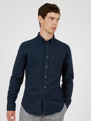 Ben Sherman Signature Organic Oxford Shirts Navy | 549QOUZGR