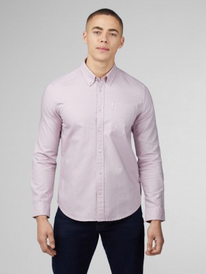 Ben Sherman Signature Oxford Long Sleeve Shirts Purple | 350WHLZSY