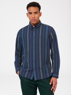 Ben Sherman Signature Striped Oxford Shirts Green | 827IGCLHR