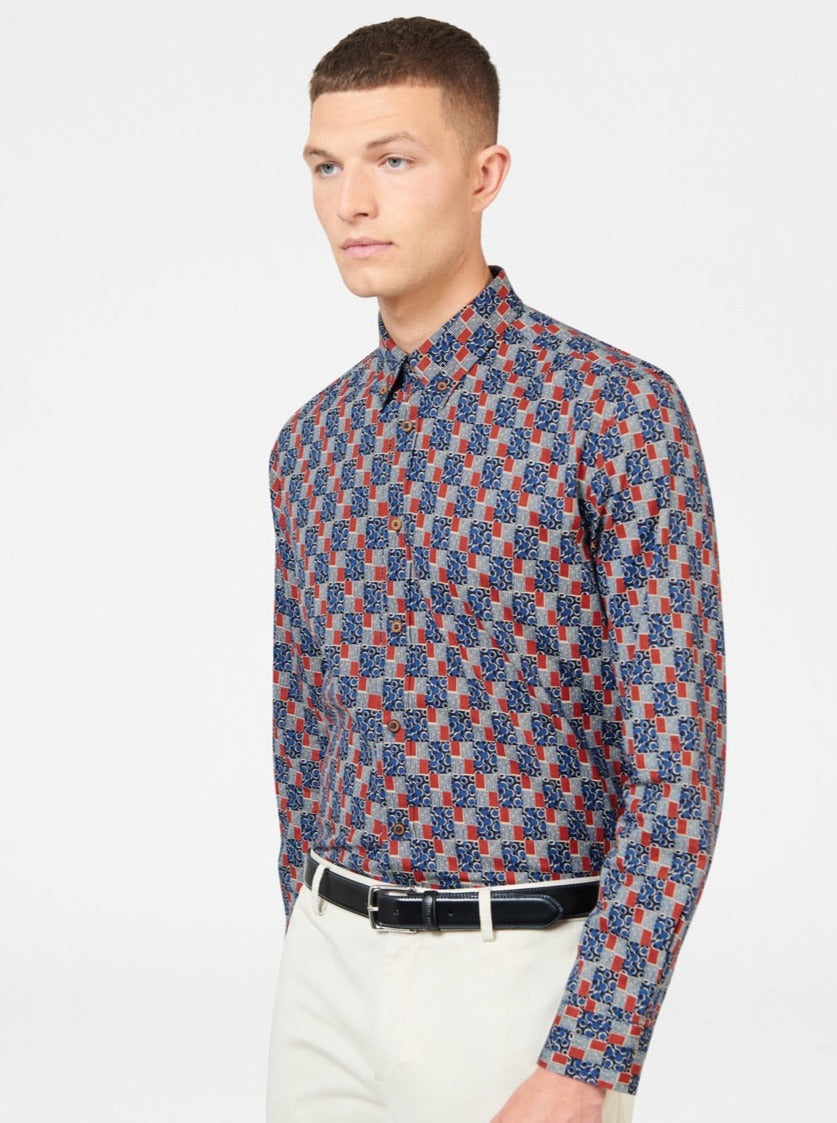 Ben Sherman 1950s Checkerboard Shirts Indigo | 810OUKHCP