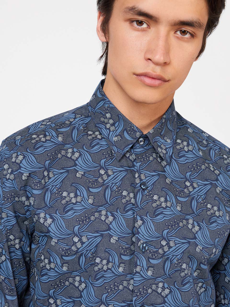 Ben Sherman Art Nouveau Floral Shirts Navy | 742EUAFJS