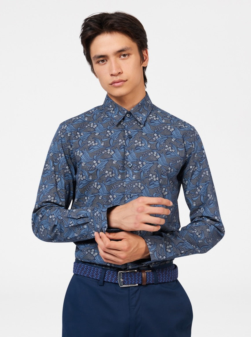 Ben Sherman Art Nouveau Floral Shirts Navy | 742EUAFJS