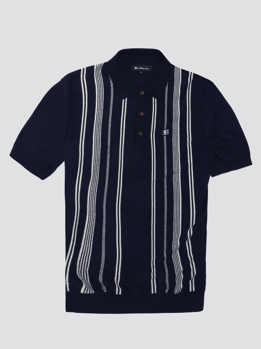 Ben Sherman B by Ben Sherman Crinkle Cotton Stripe Polo Knitwear Navy | 529SJQMEB