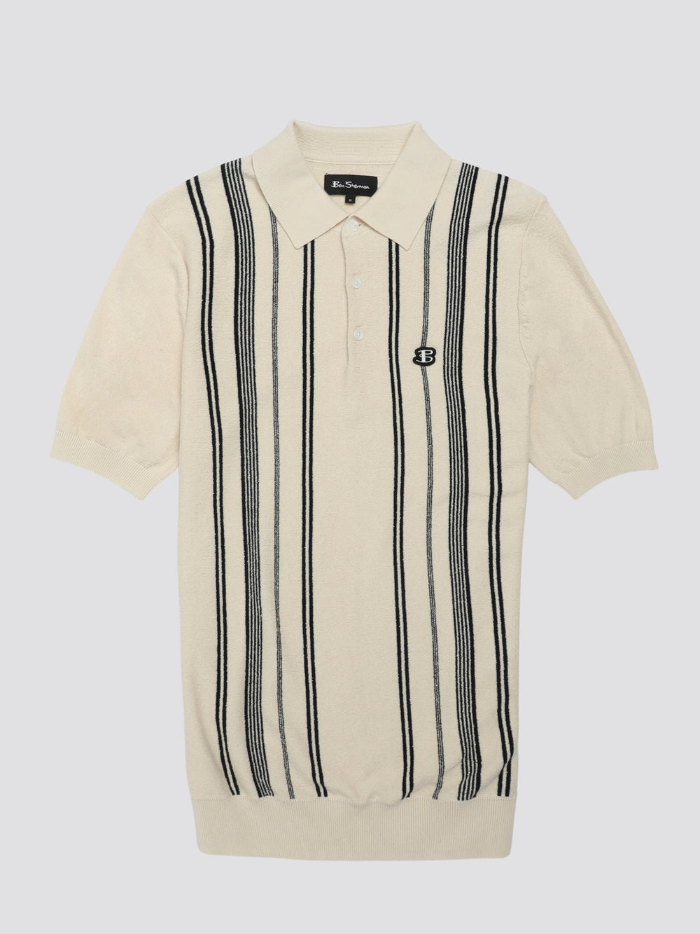 Ben Sherman B by Ben Sherman Crinkle Cotton Stripe Polo Knitwear White | 705KTPYWI