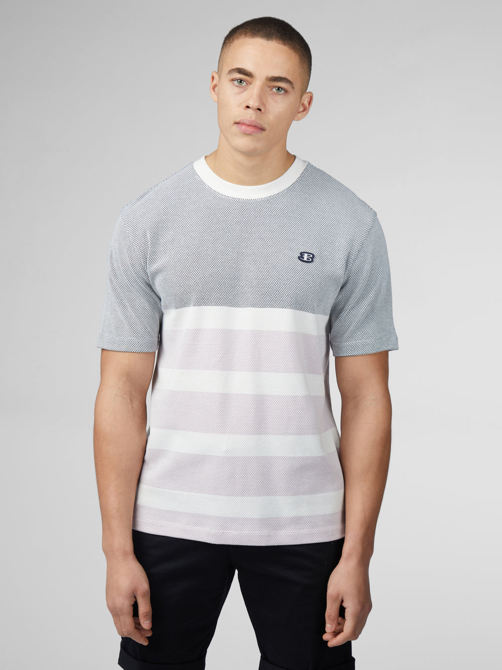 Ben Sherman B by Ben Sherman Textured Block Stripe T-Shirt Navy | 381RBTIZY