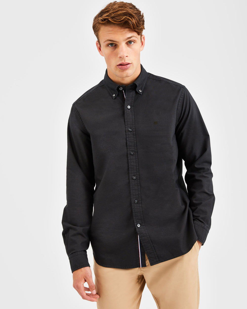 Ben Sherman Beatnik Oxford Garment Dye Shirts Black | 531NQBZXI