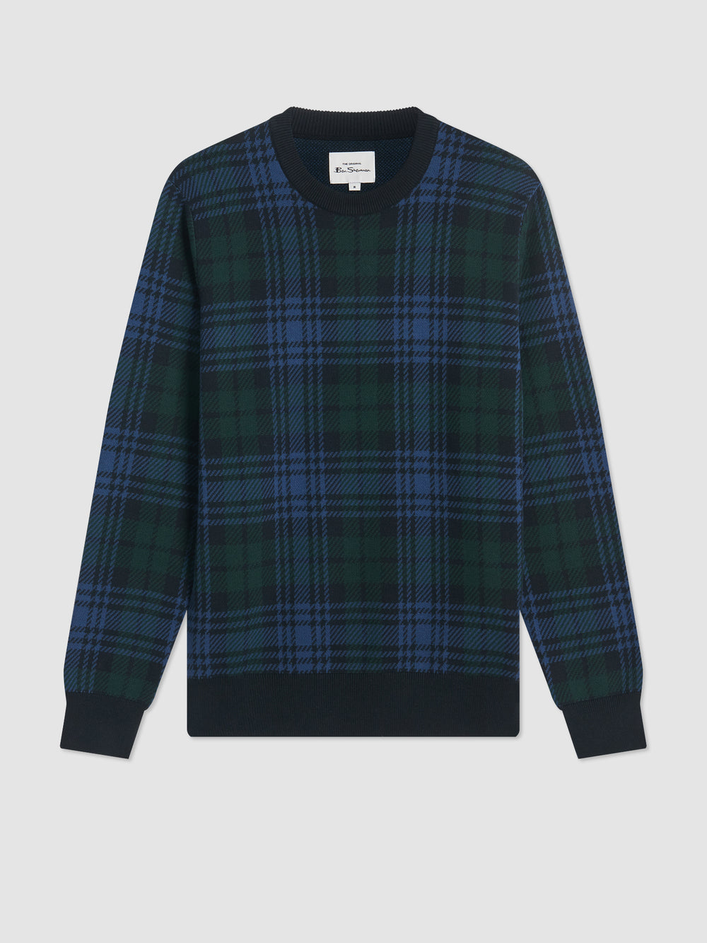 Ben Sherman Blackwatch Check Crewneck Knitwear Black | 678CXNYRE