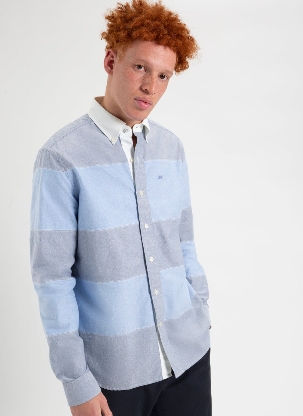 Ben Sherman Brighton Oxford Garment Dye Rugby Shirts Blue | 738KMZRJI