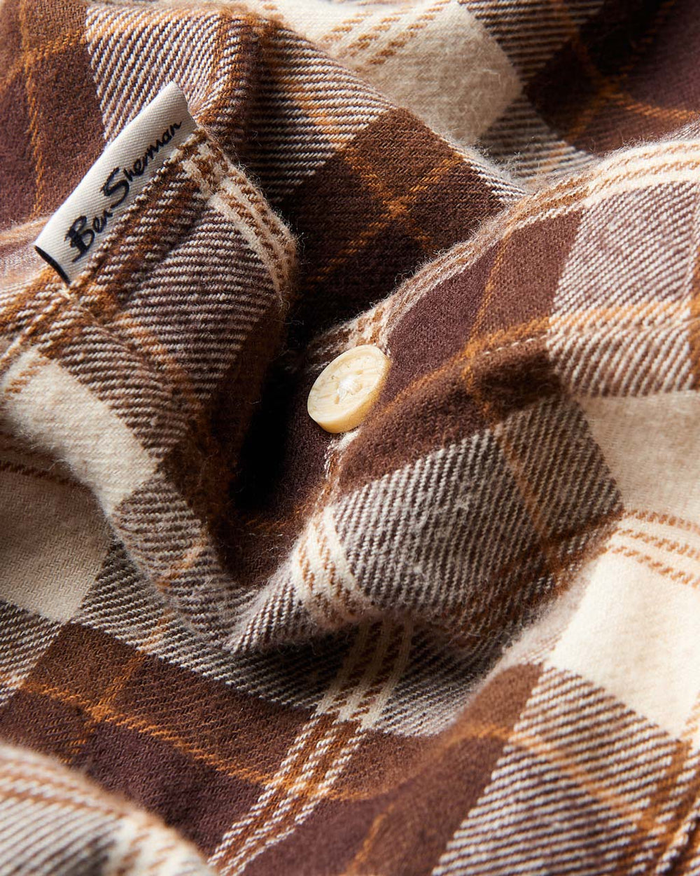 Ben Sherman Brushed Plain Check Shirts Chocolate | 975LUIYFB