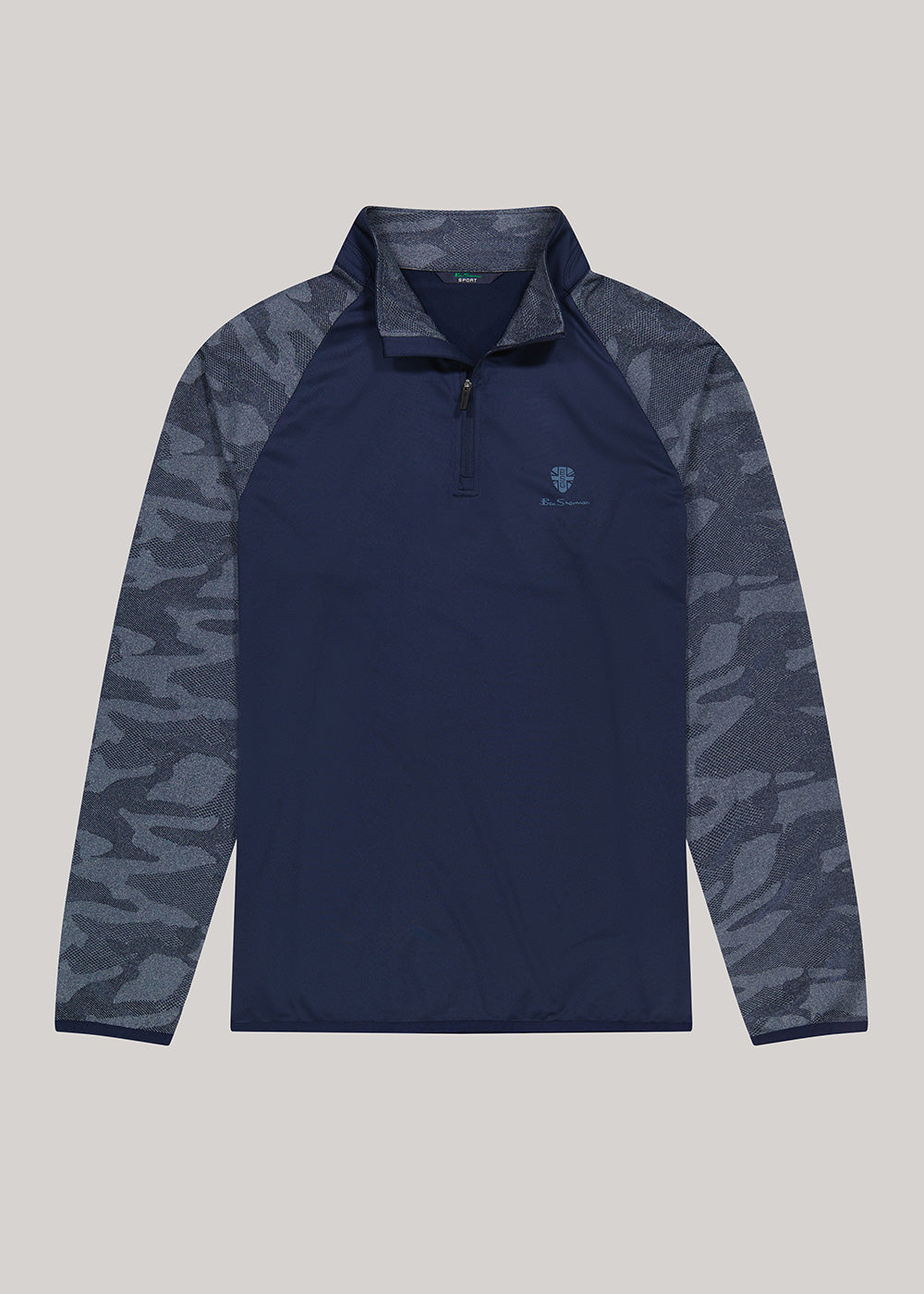 Ben Sherman Camo Jacq. Sleeve Quarter Zip Jackets Navy | 840STZLYB