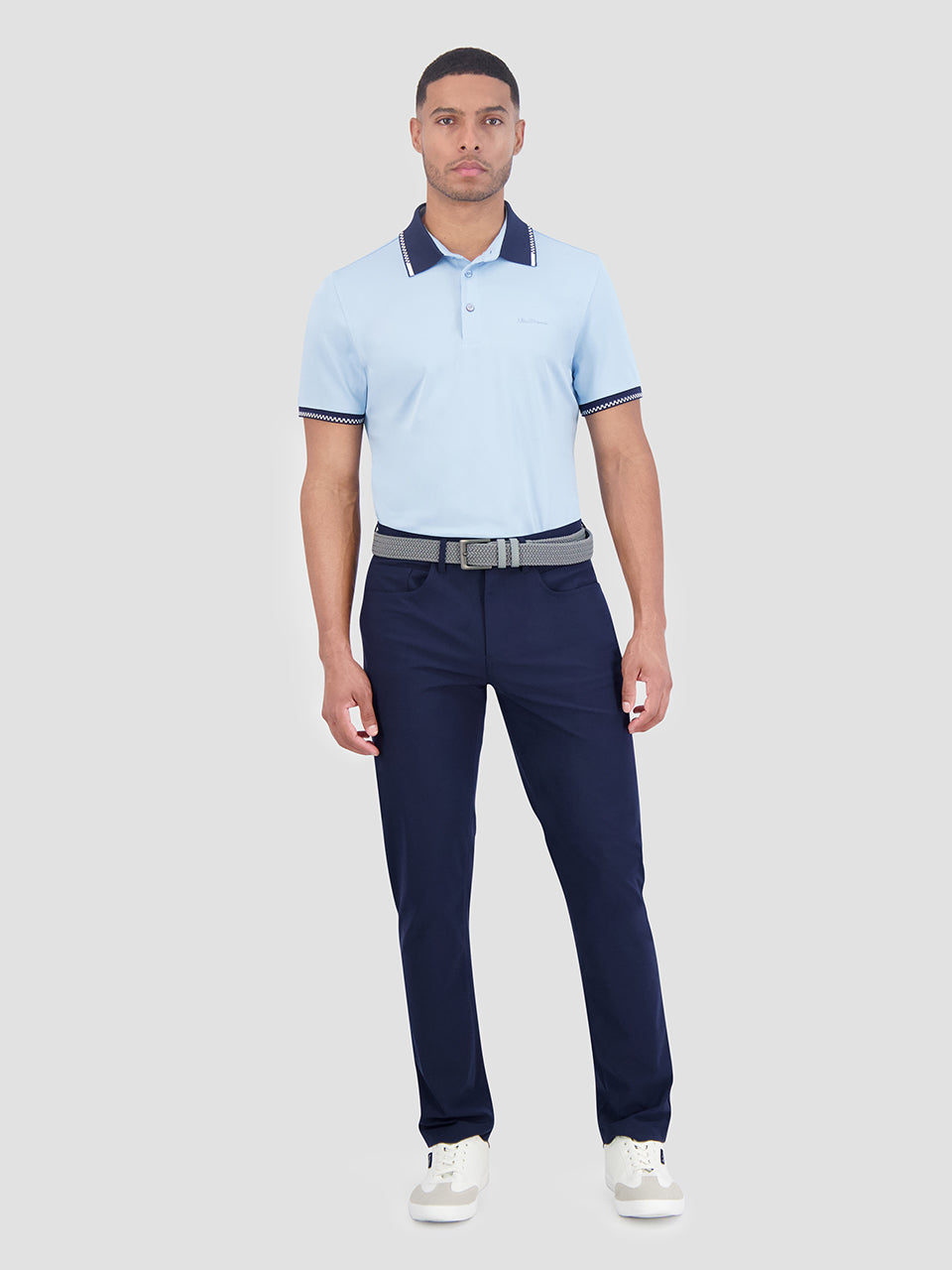 Ben Sherman Checker Rib Air Pique Sports Fit Polo Shirts Blue | 084RACKOQ