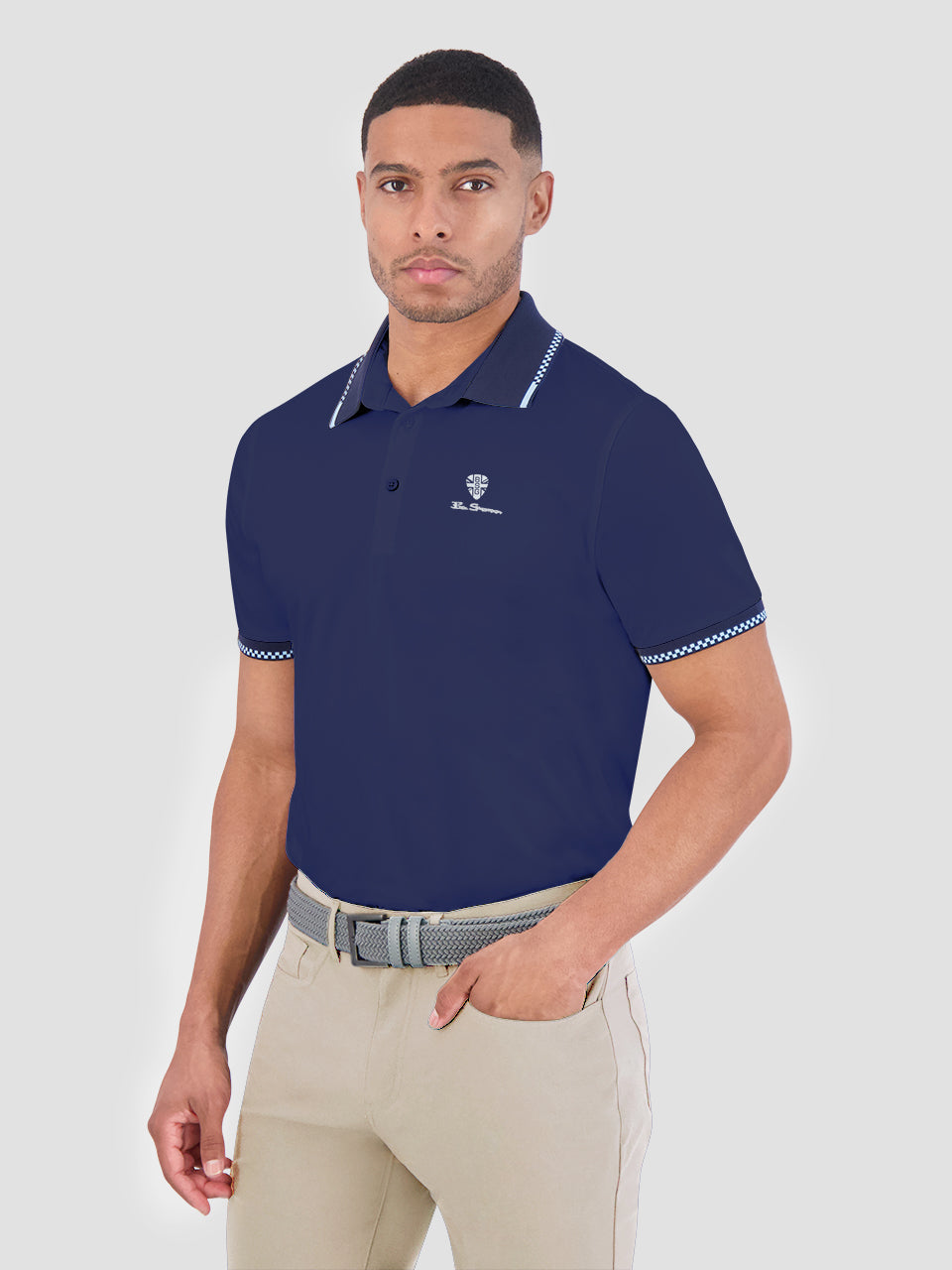 Ben Sherman Checker Rib Air Pique Sports Fit Polo Shirts Navy | 239XHRMYZ