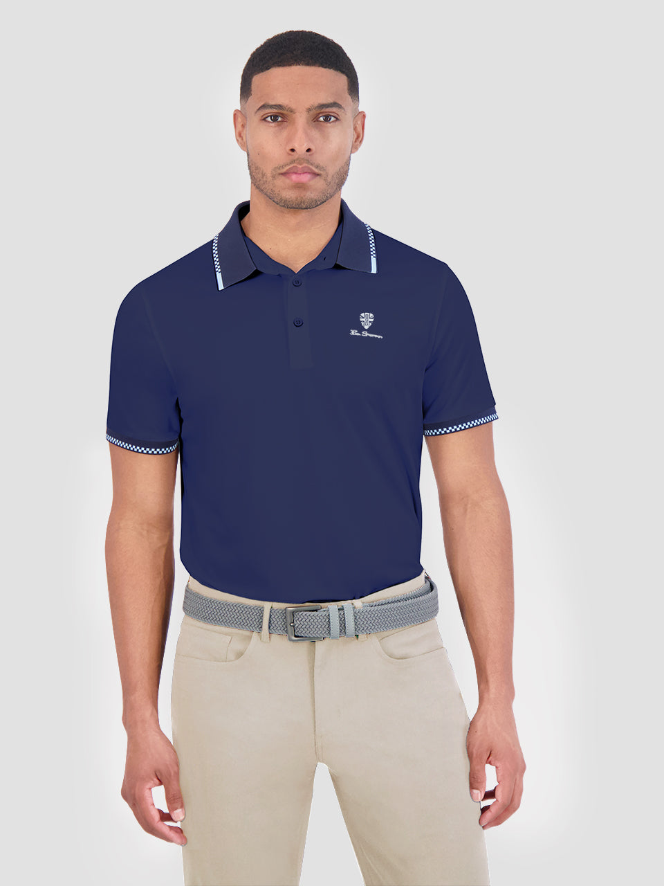 Ben Sherman Checker Rib Air Pique Sports Fit Polo Shirts Navy | 239XHRMYZ