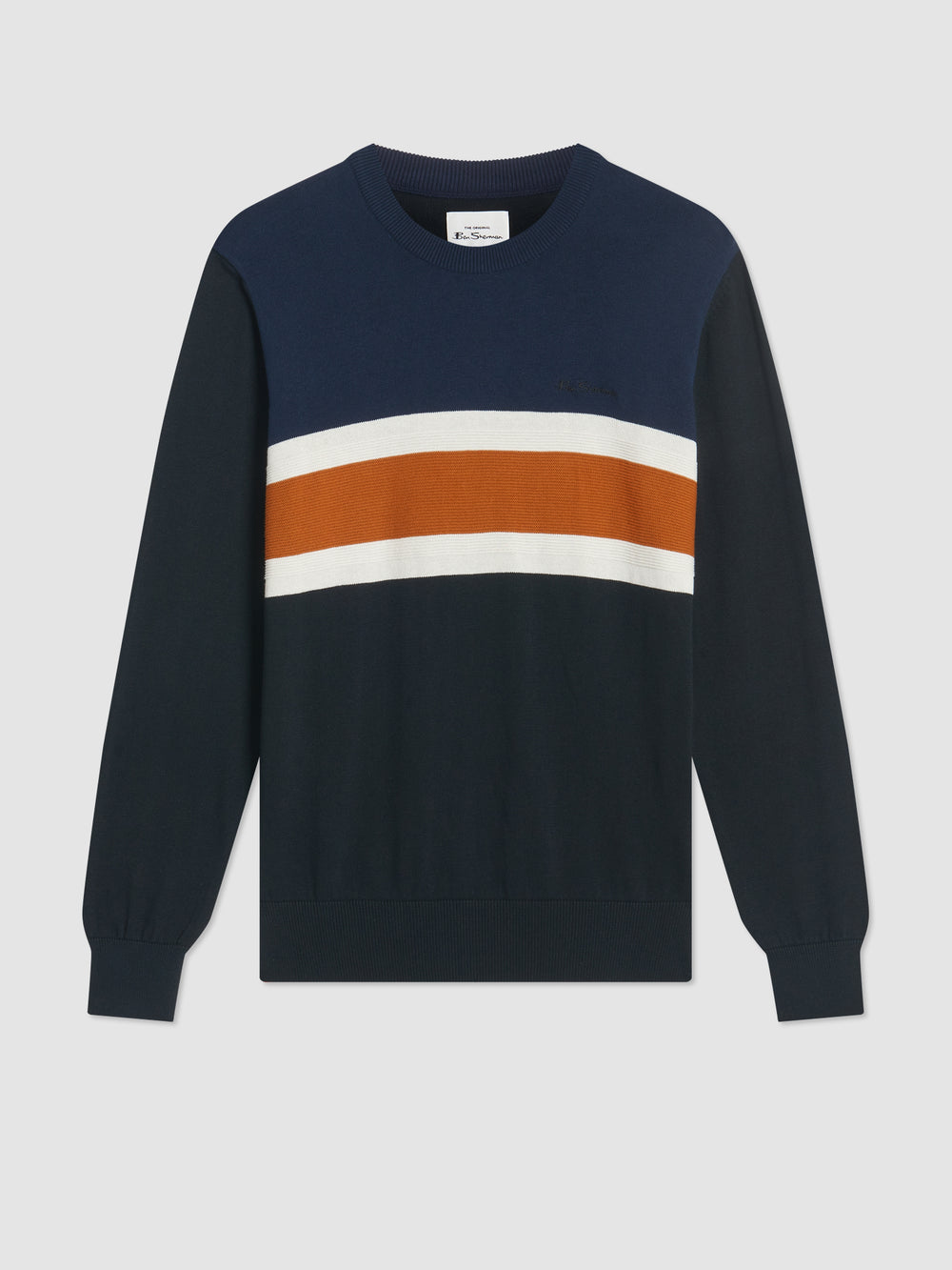 Ben Sherman Chest Stripe Crewneck Knitwear Black | 154SHUFIV