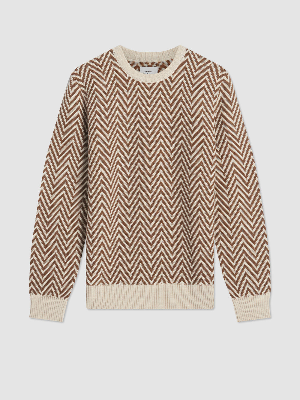 Ben Sherman Chevron Jacquard Crewneck Knitwear White | 273PYTSRA