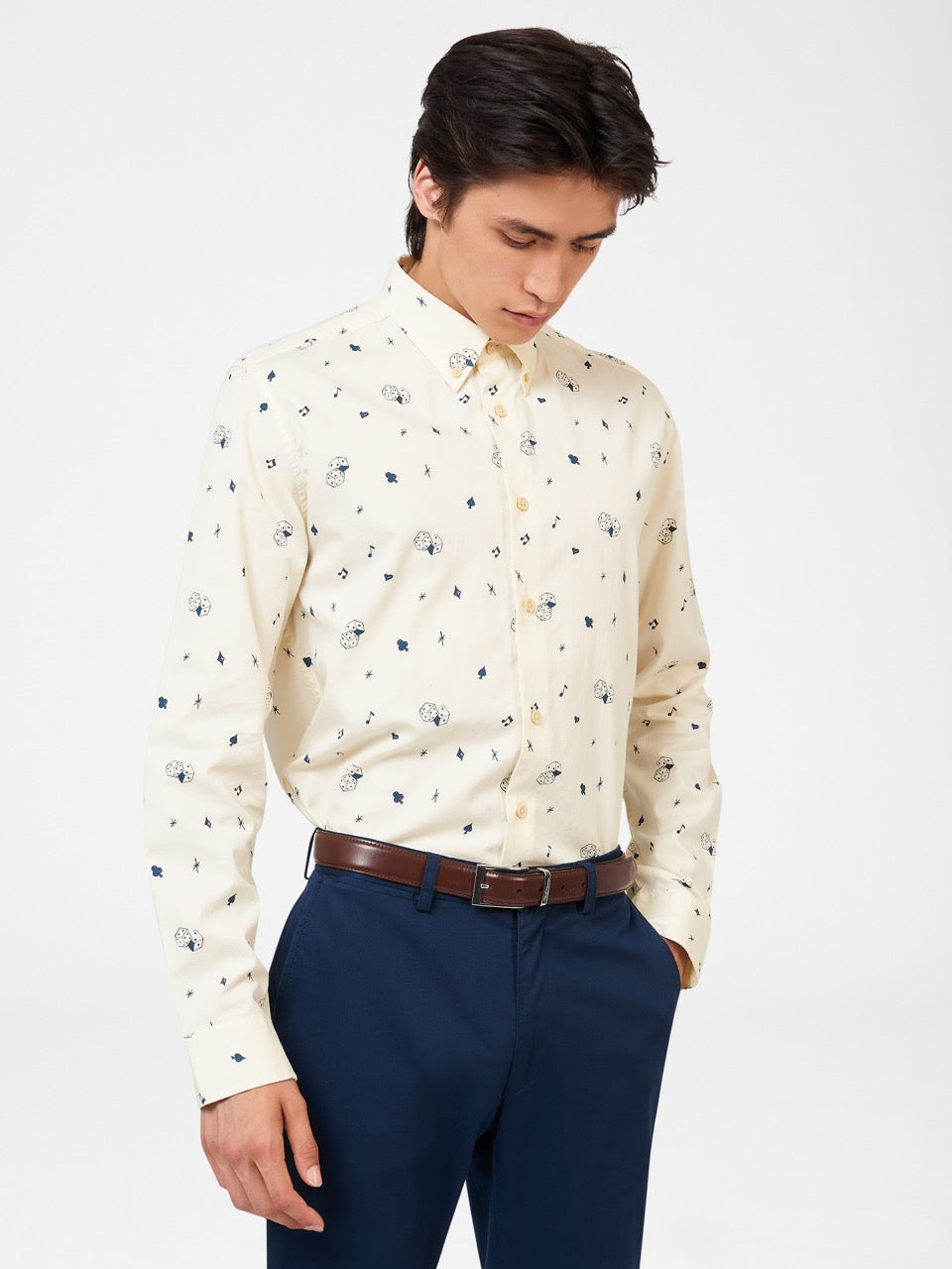 Ben Sherman Conversational Icon Shirts White | 940BYQZKL