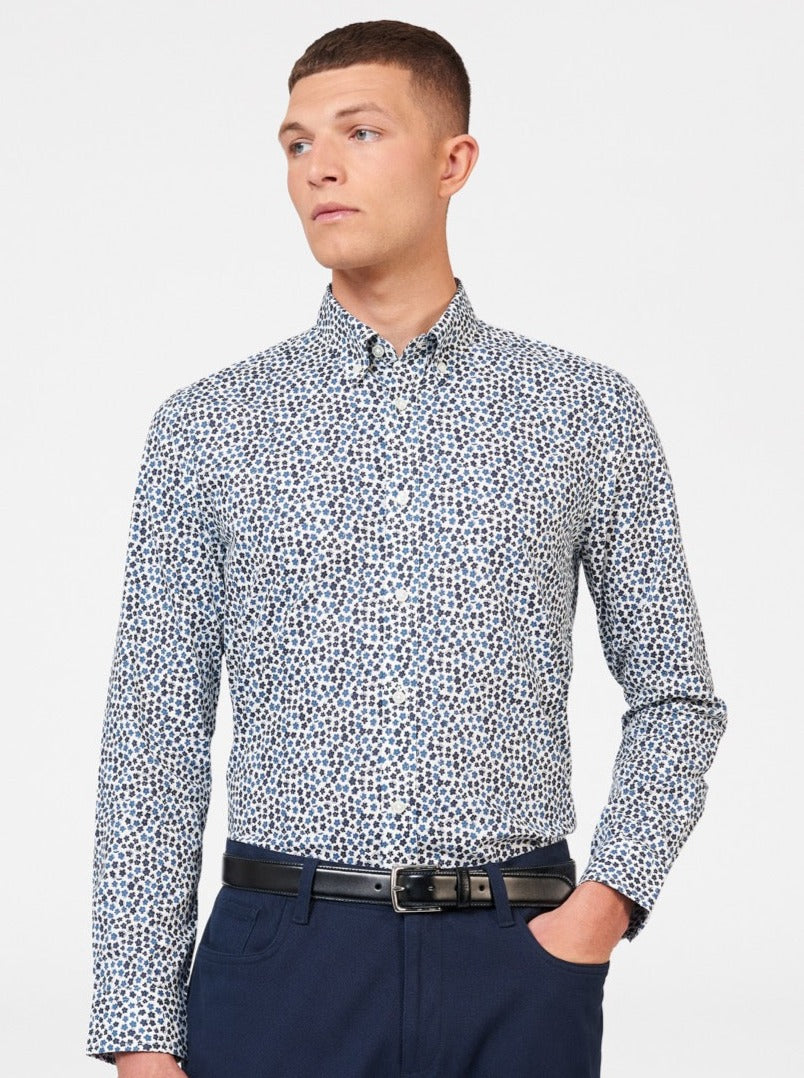 Ben Sherman Ditsy Floral Print Long Sleeve Shirts White | 065DYHQFI