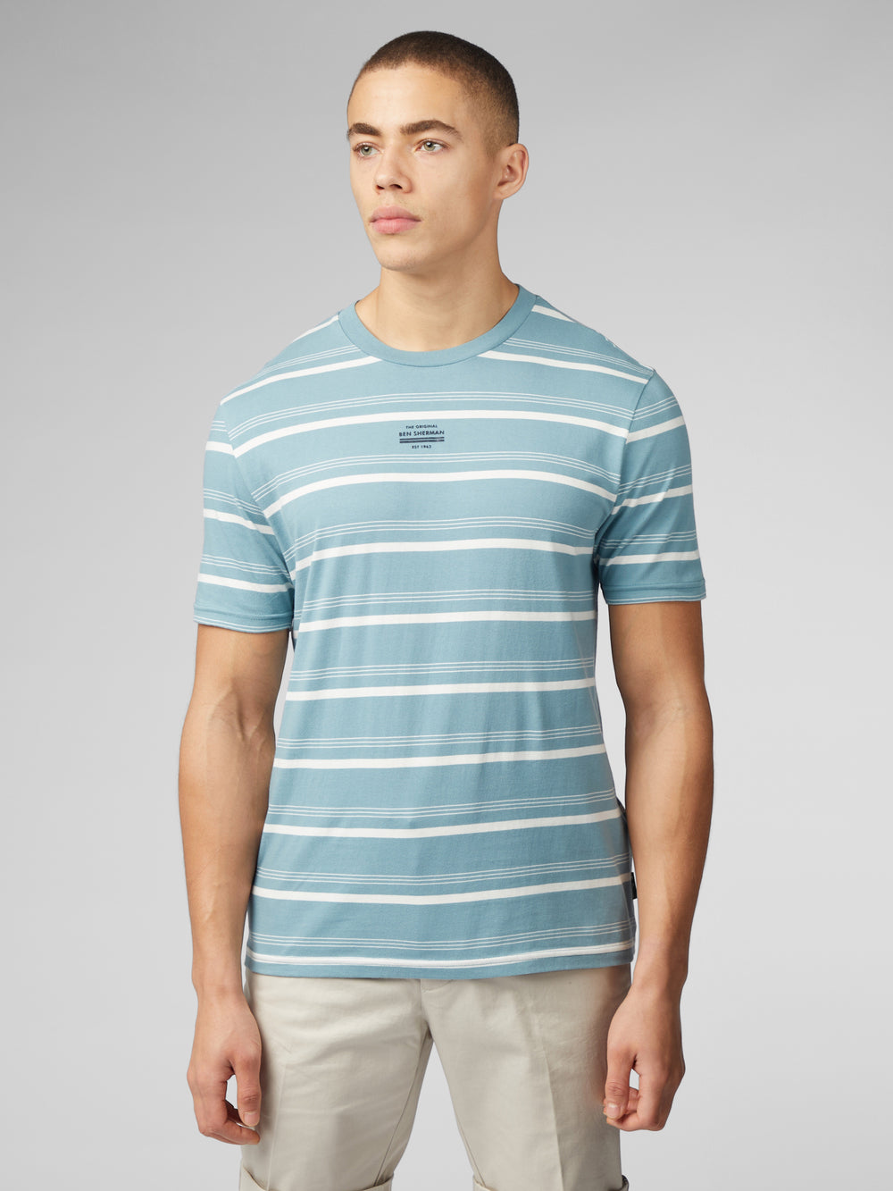 Ben Sherman Fine Stripe T-Shirt Blue | 895KXHYMV