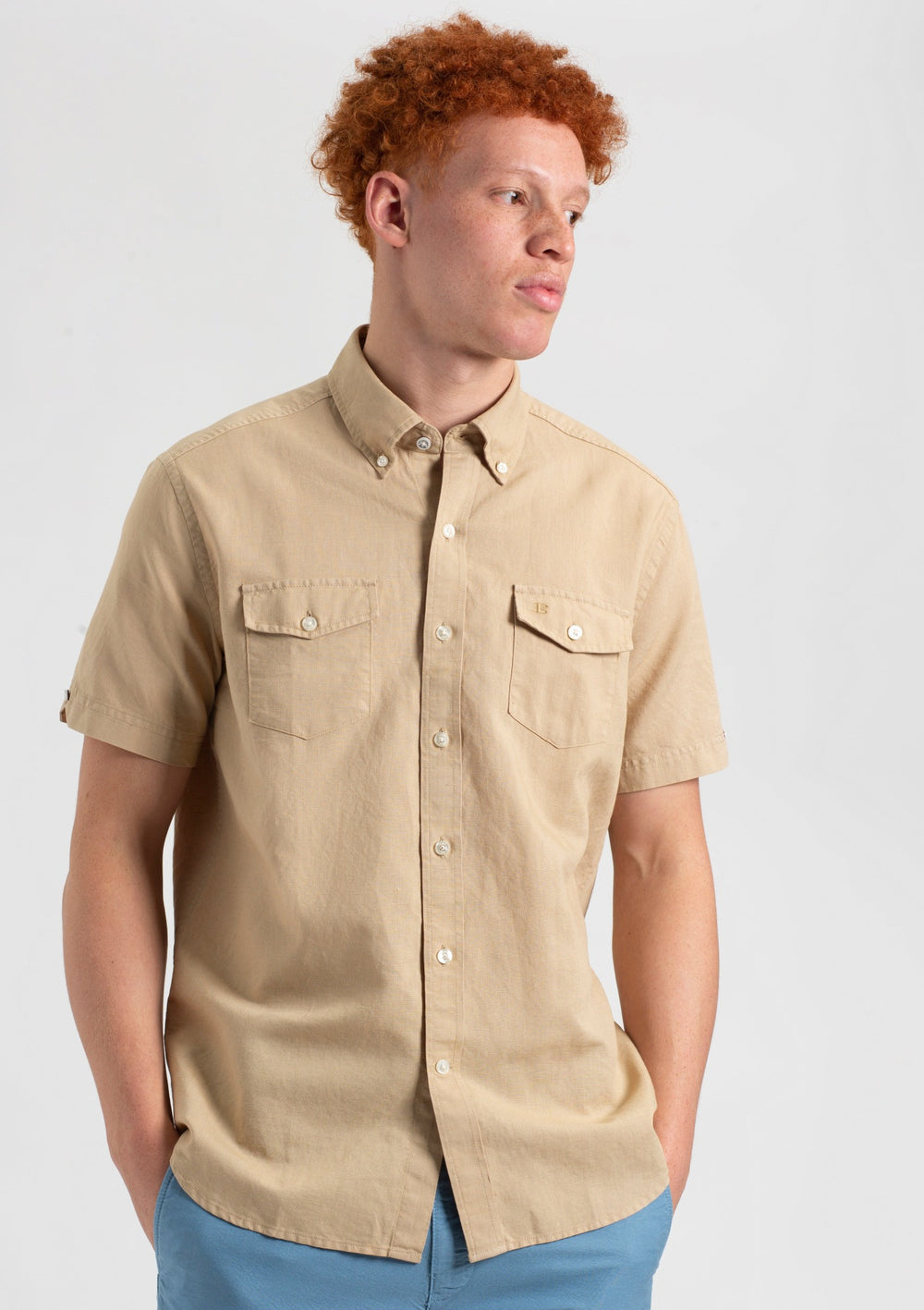 Ben Sherman Garment Dye Linen Shirts Brown | 842DSGBVW