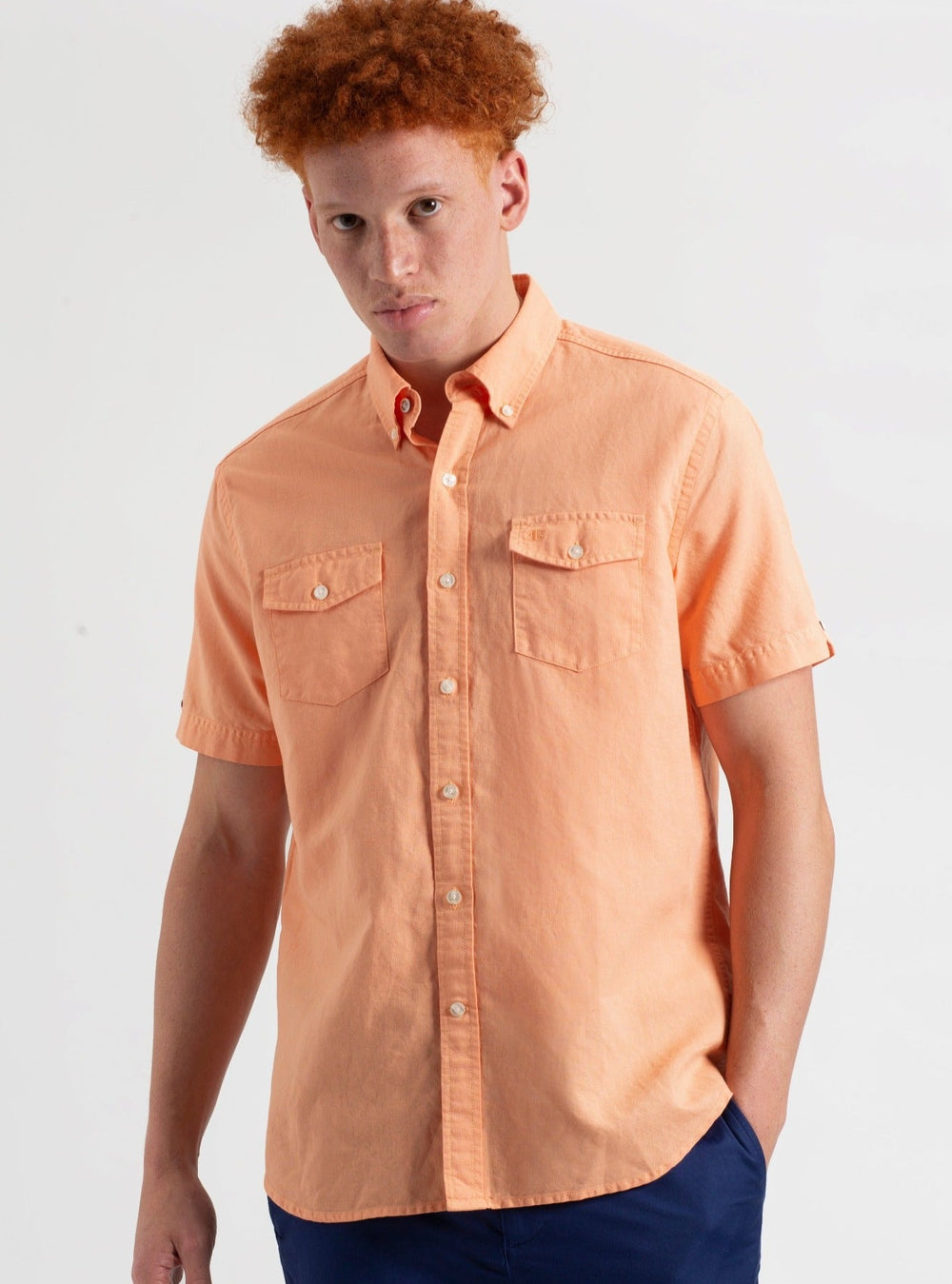 Ben Sherman Garment Dye Linen Shirts Orange | 948SXZKQN