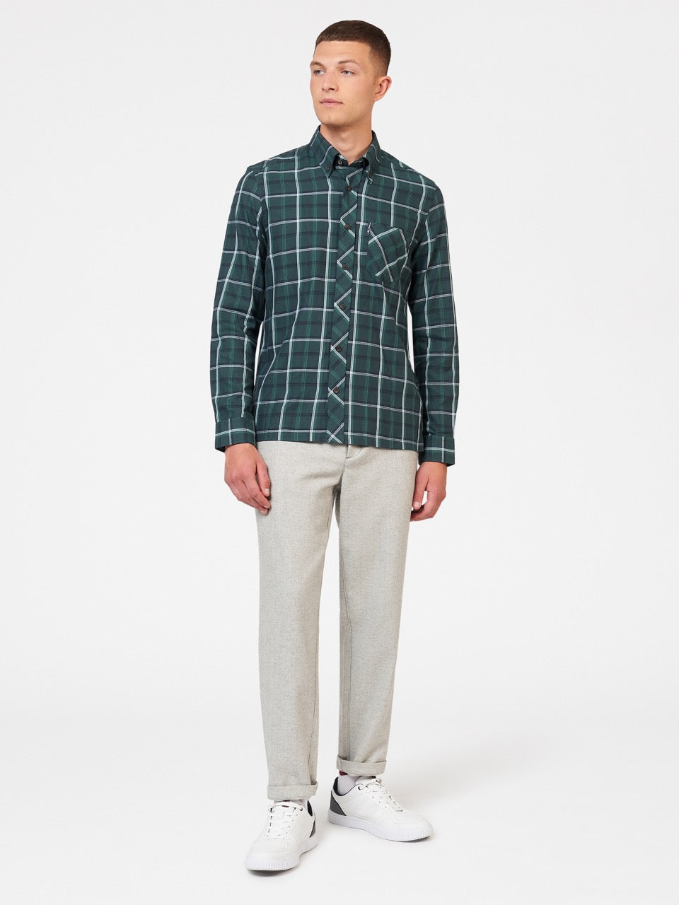 Ben Sherman Grid Check Shirts Green | 651TIKNYM