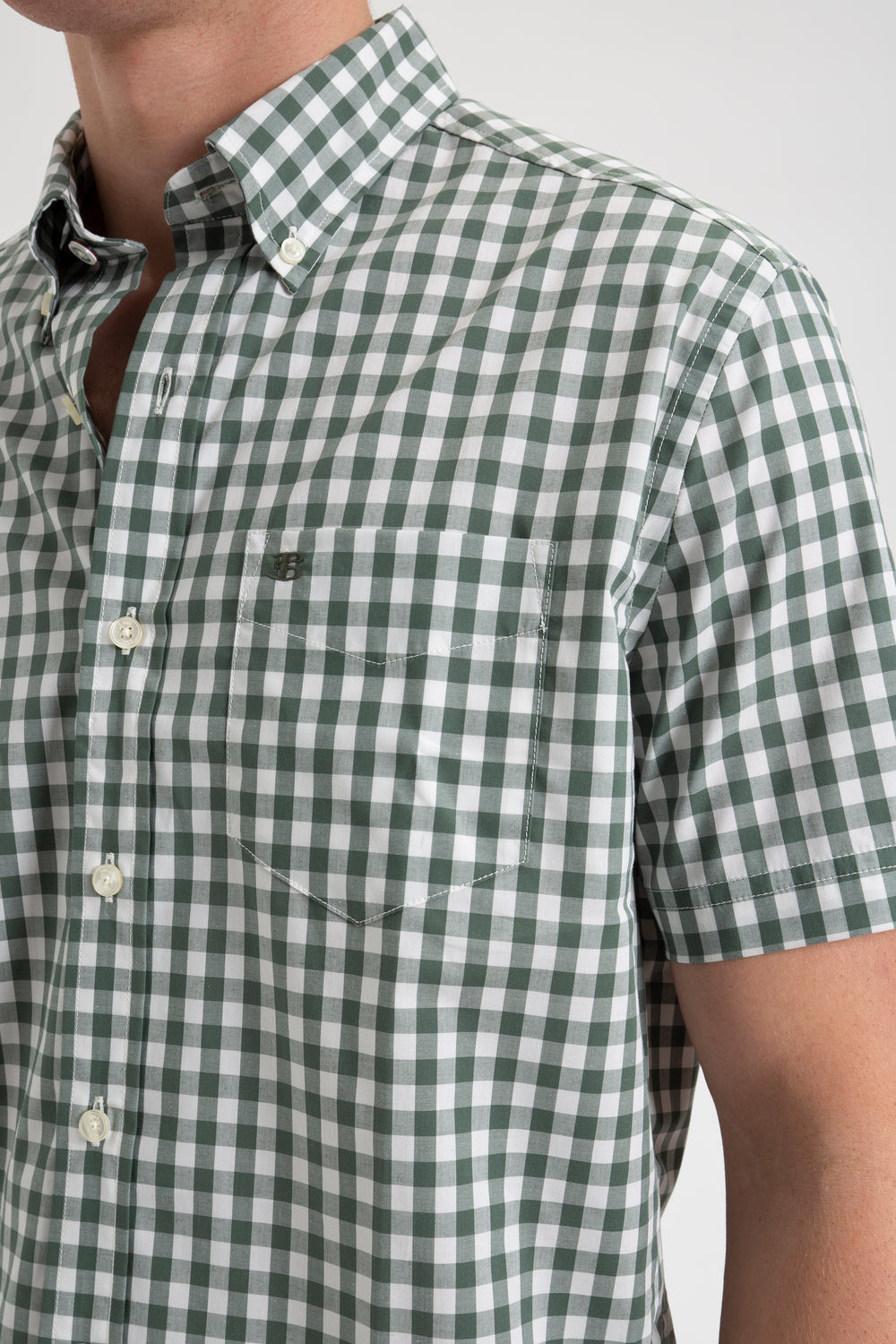 Ben Sherman House Poplin Gingham Shirts Olive | 283IMUPCF