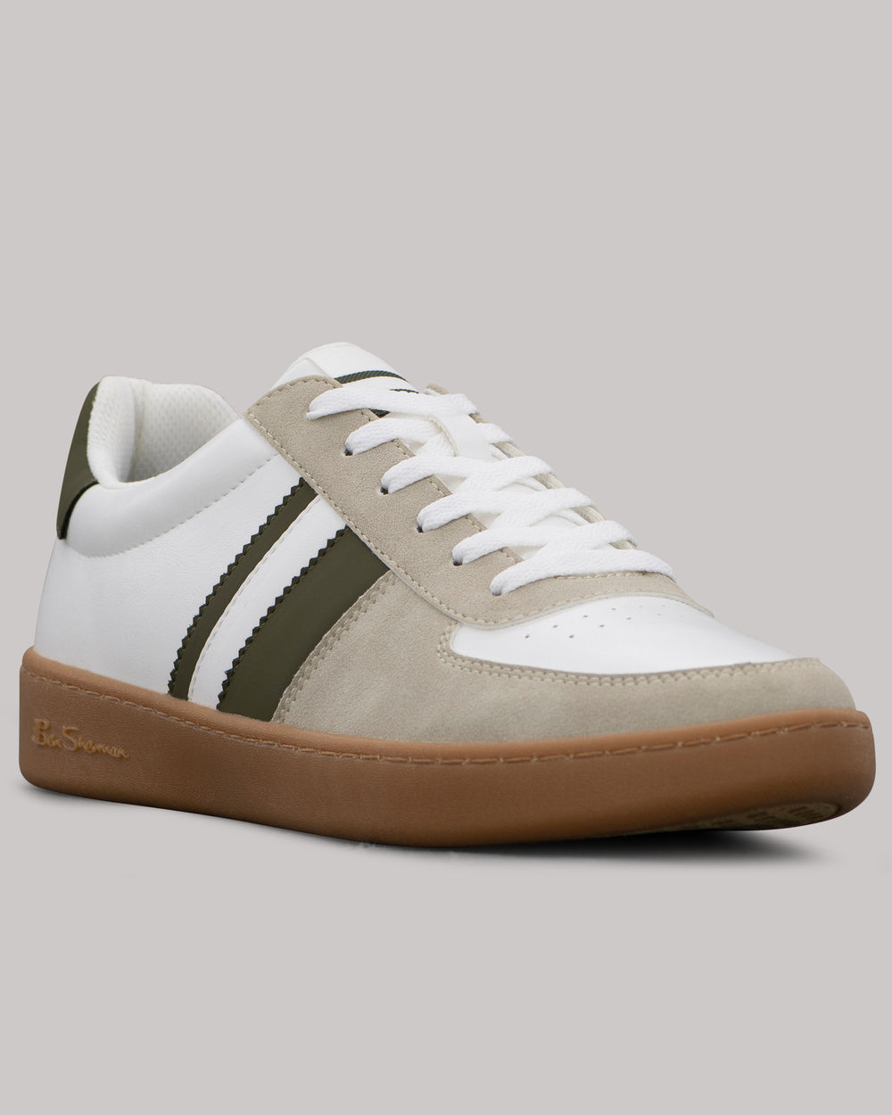 Ben Sherman Hyde Olive Stripe Sneakers White | 504RNZIHQ