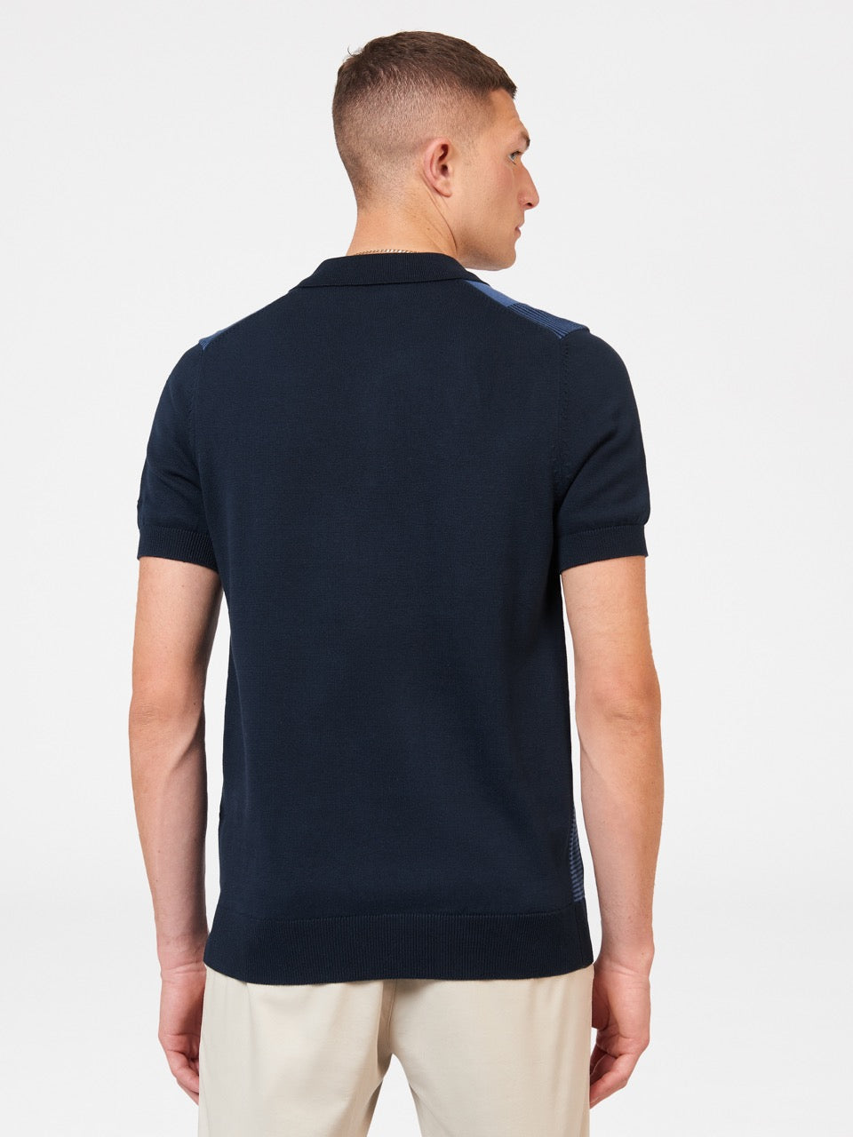 Ben Sherman Intarsia Stripe Polo Neck Sweaters Navy | 503VOUYPK