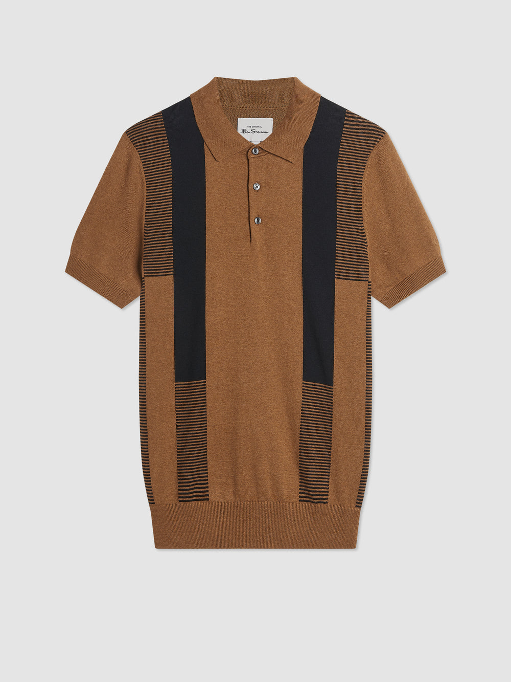 Ben Sherman Intarsia Stripe Polo Neck Sweaters Brown | 061NCPLRF