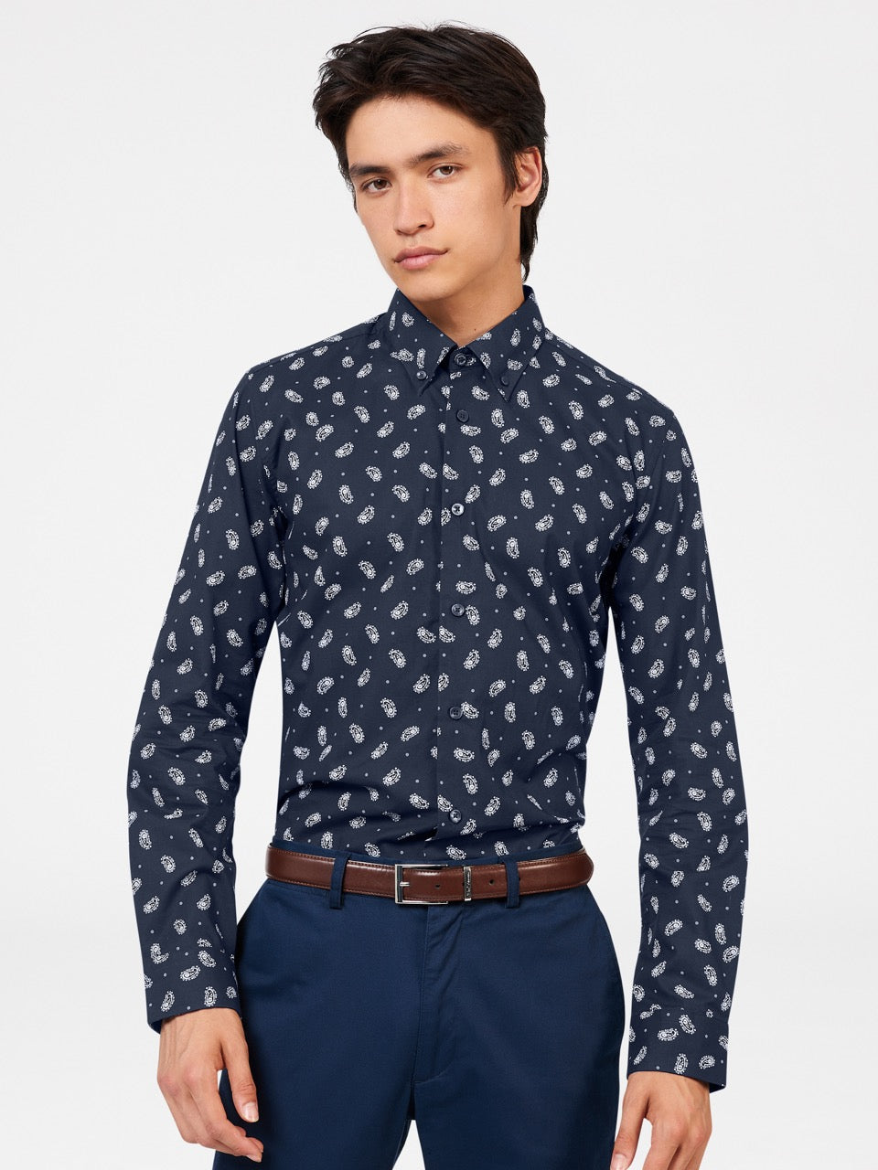 Ben Sherman Micro Paisley Shirts Navy | 415CENKTA