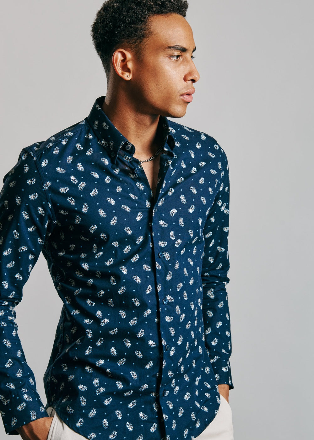 Ben Sherman Micro Paisley Shirts Navy | 415CENKTA