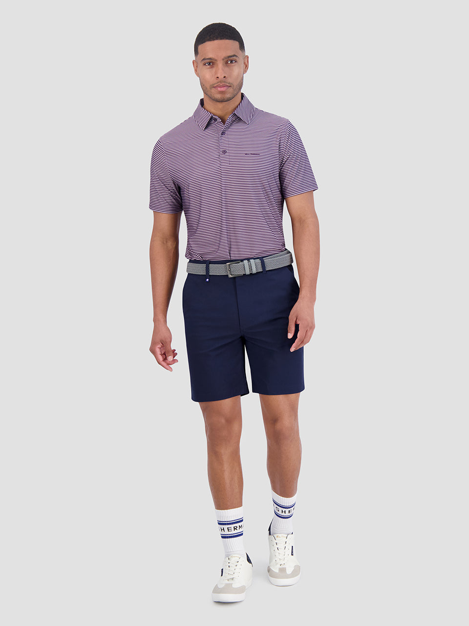 Ben Sherman Mini Stripes Tech Jersey Sports Fit Polo Shirts Purple | 312LMFVWY