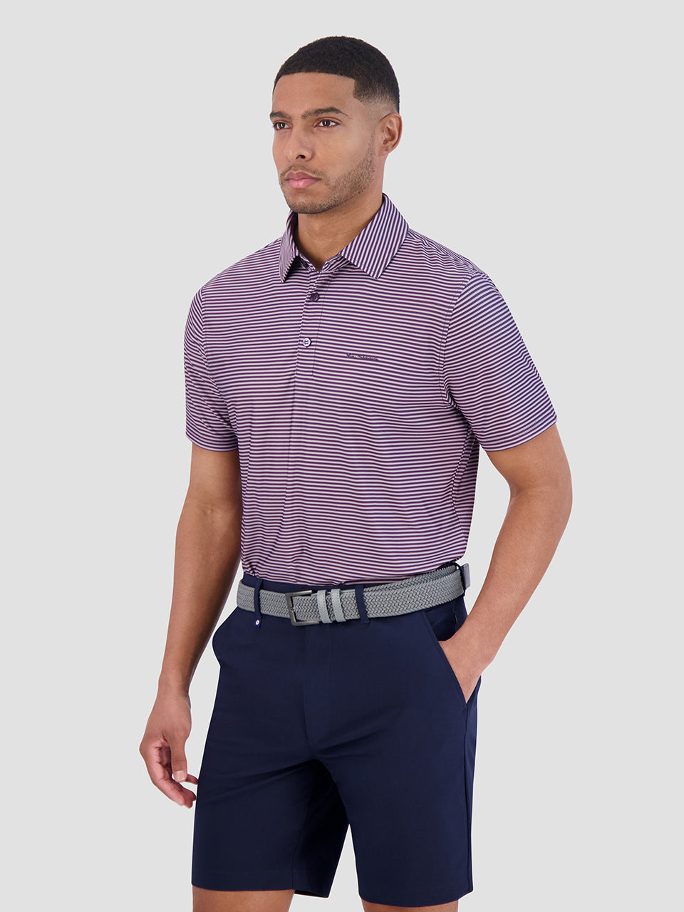 Ben Sherman Mini Stripes Tech Jersey Sports Fit Polo Shirts Purple | 312LMFVWY