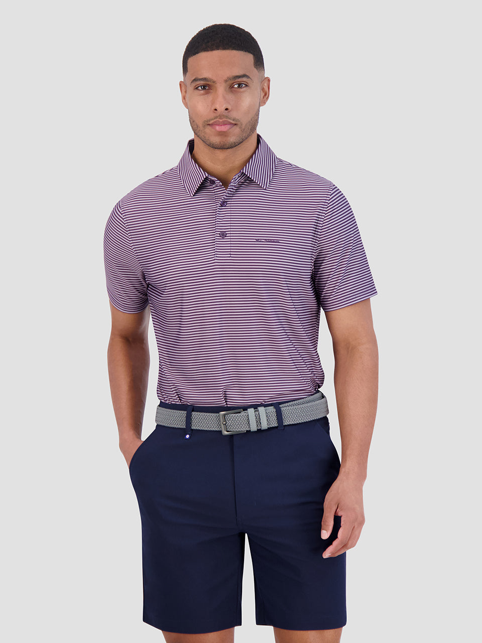 Ben Sherman Mini Stripes Tech Jersey Sports Fit Polo Shirts Purple | 312LMFVWY