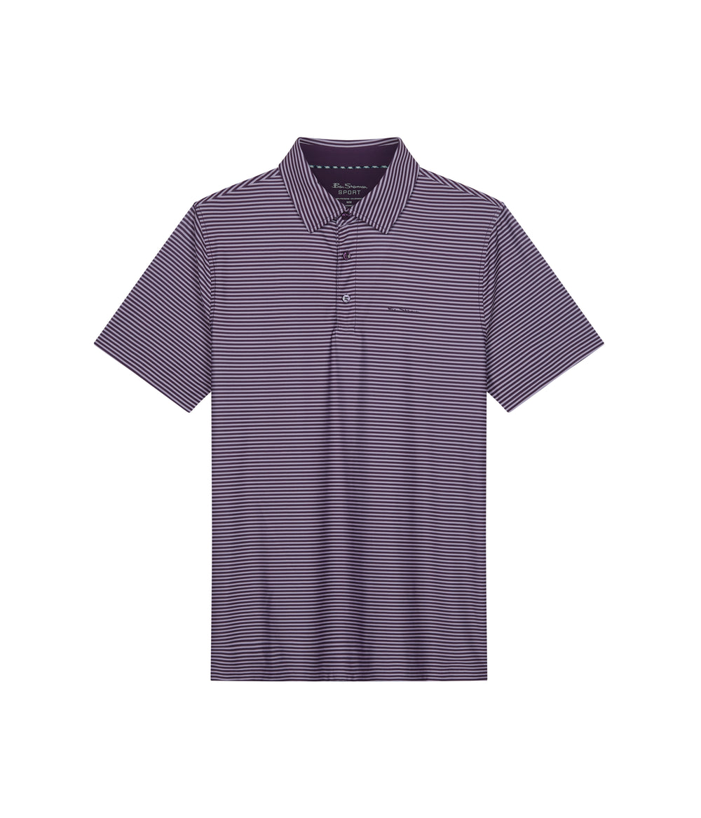 Ben Sherman Mini Stripes Tech Jersey Sports Fit Polo Shirts Purple | 312LMFVWY