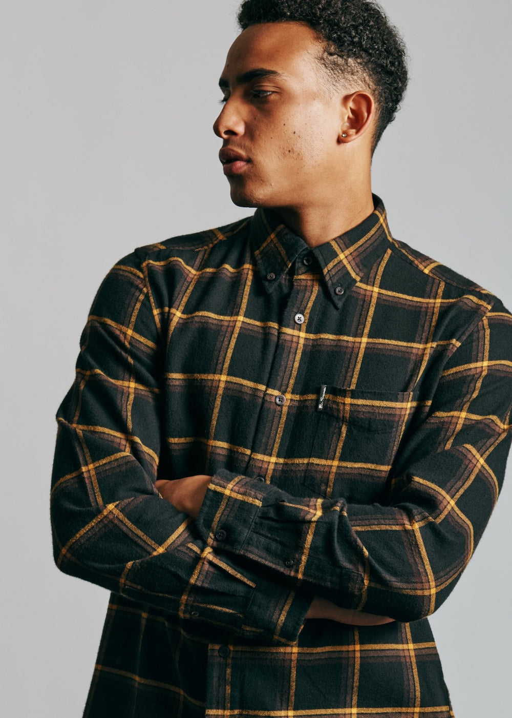 Ben Sherman Oversized Brushed Check Shirts Black | 980OISQNH