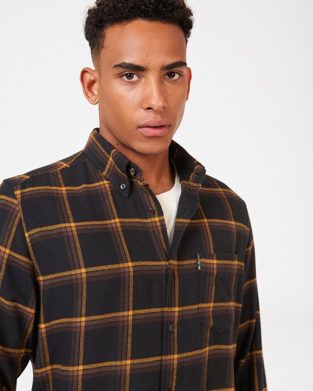 Ben Sherman Oversized Brushed Check Shirts Black | 980OISQNH