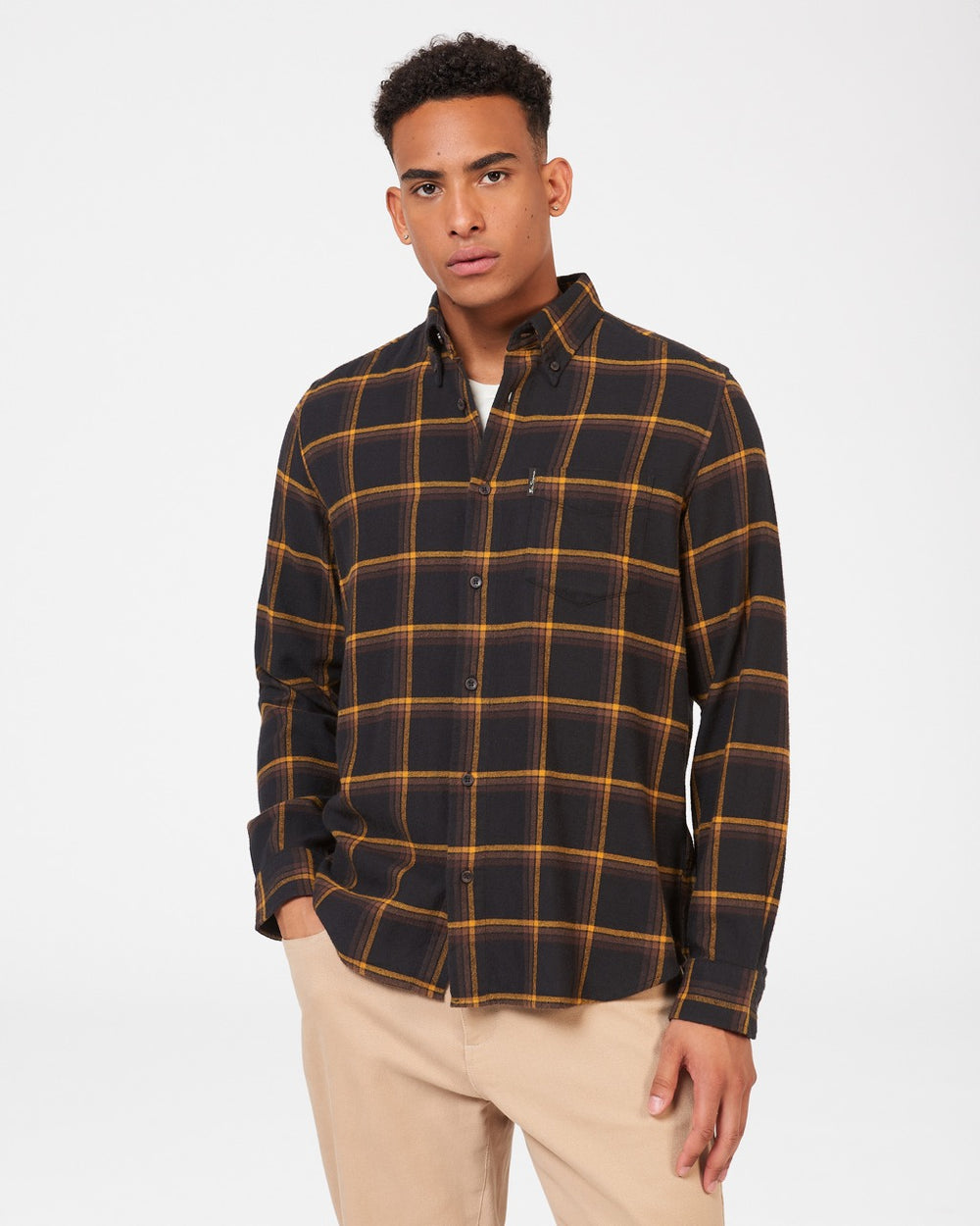 Ben Sherman Oversized Brushed Check Shirts Black | 980OISQNH