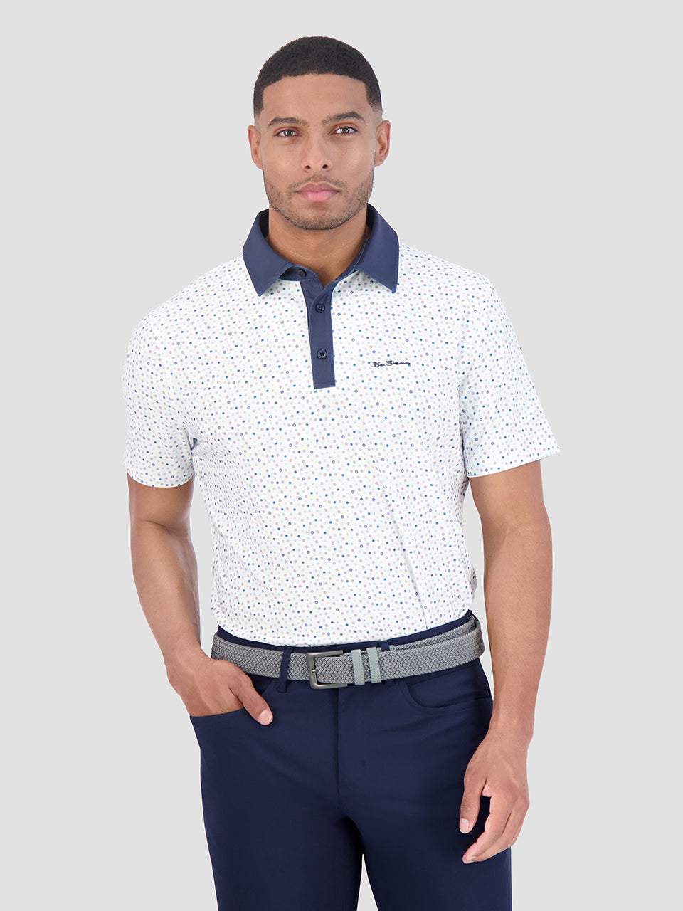 Ben Sherman Polka Dots Tech Jersey Sports Fit Polo Shirts White | 607VJCMXF