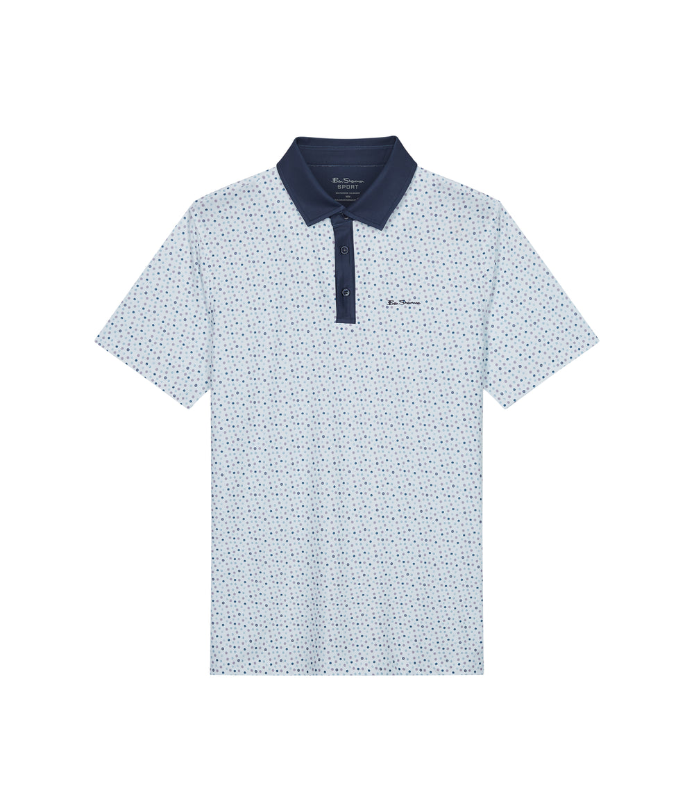 Ben Sherman Polka Dots Tech Jersey Sports Fit Polo Shirts White | 607VJCMXF